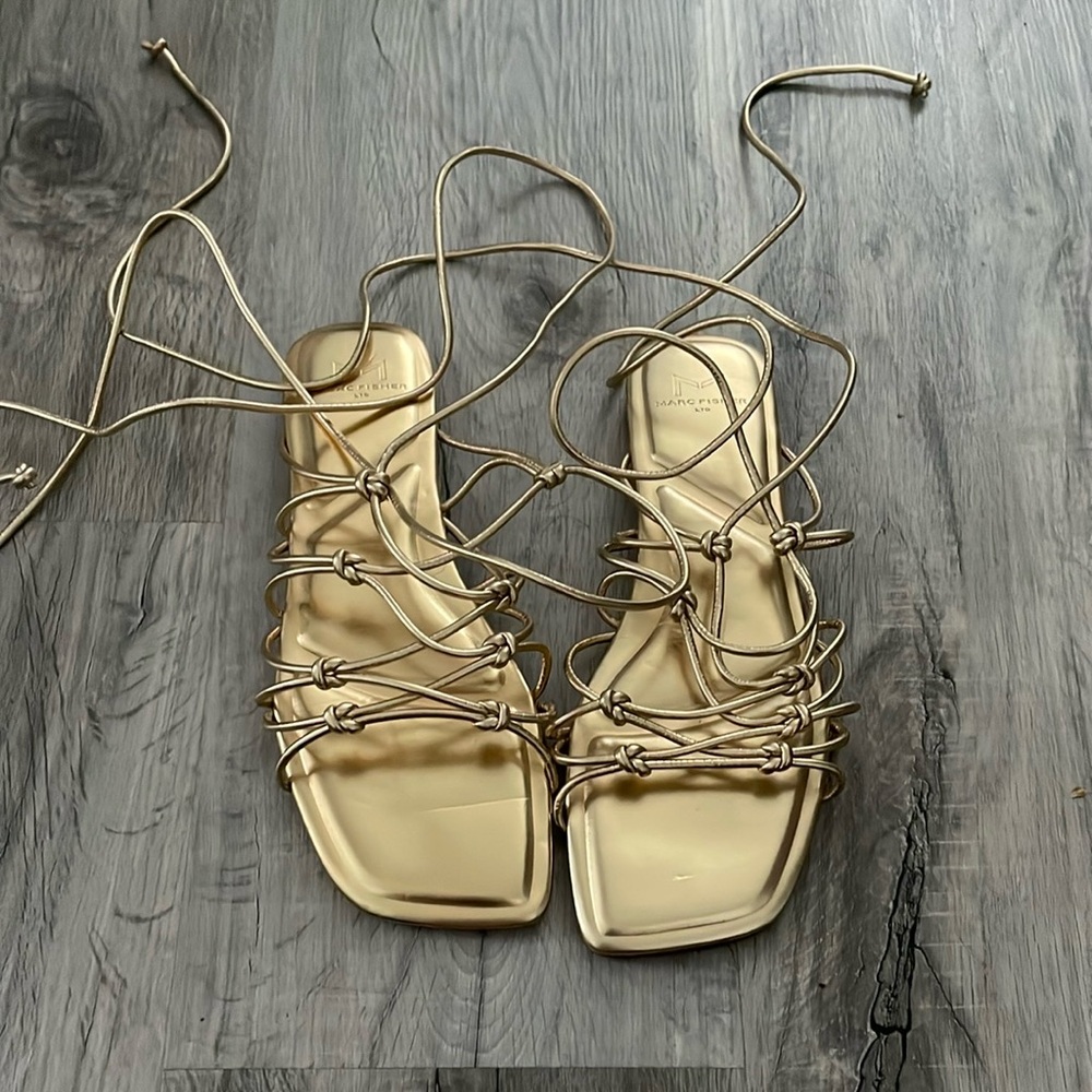 Marc Fisher Gold Lace-Up Sandals